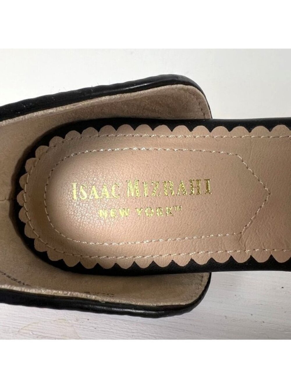 Isaac Mizrahi Woven Raffia Look D'Orsay Flats Pointed Toe Tan Black Sz 8 Office - Picture 6 of 10